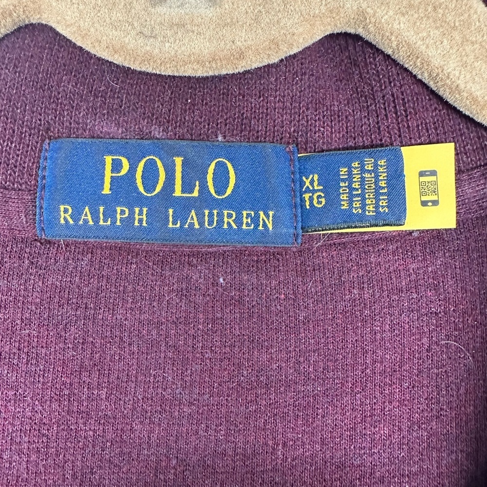 Polo by Ralph Lauren Men's Vintage Burgundy 1/4 zip Pullover Sweater Sz XL - Picture 6 of 6